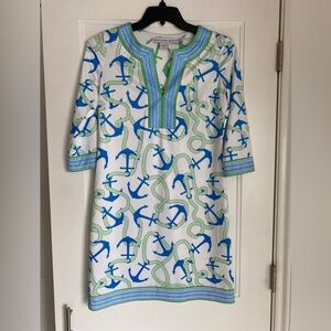 Gretchen Scott Blue Anchor Print Dress